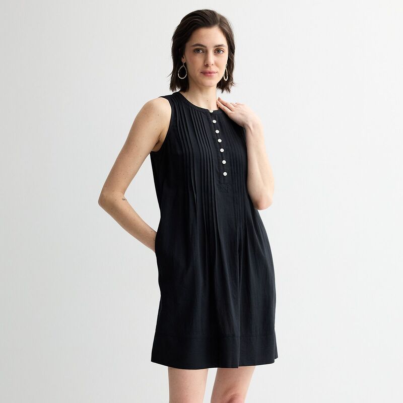 ソノマ レディース トップス 衣装 ノースリーブ Women\u0027sonoma Goods For Life Sleeveless Pintuck Dress Pitch Black 黒いこと