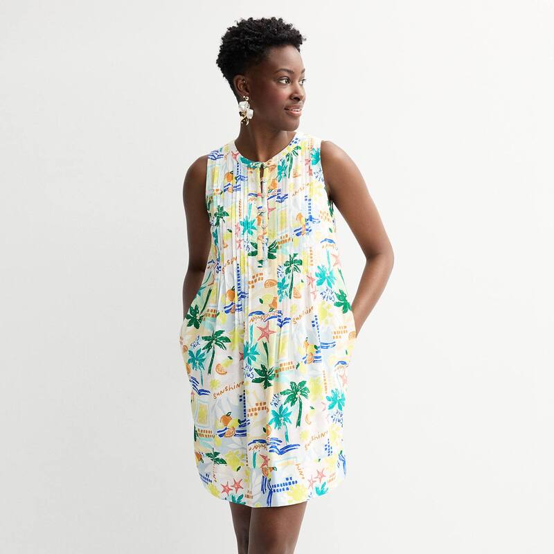 ソノマ レディース トップス 衣装 ノースリーブ Women\u0027sonoma Goods For Life Sleeveless Pintuck Dress Warmulti Print マルチ色つや