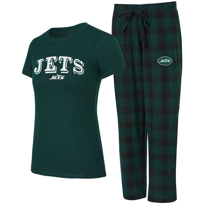 アンブランデッド レディース アンダーウェア ナイトウェア パンツ Tシャツ Unbranded Women's Conceptsport Green/Black New York Jets Avondale T-Shirt & Pants Flannel PJ Set Jet Green グリーン