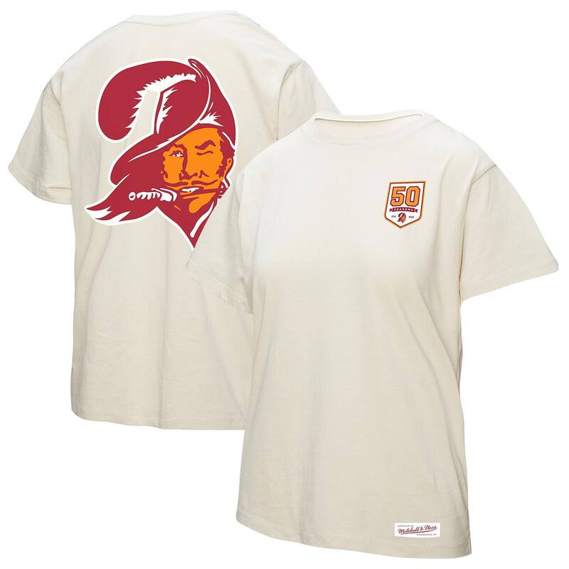 ミッチェル&ネス レディース トップス Tシャツ Women's Mitchell & Ness Cream Tampa Bay Buccaneers 50th Season Pirate Oversized Boyfriend T-Shirt Buc Beige ベージュ