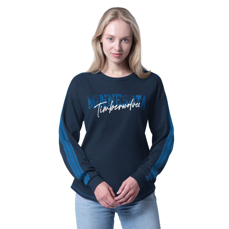 ジースリー フォーハー バイ カール バンクス レディース トップス Tシャツ Women's G-III 4Her by Carl Banks Heather Navy Minnesota Timberwolves Advantage Thermalong Sleeve T-Shirt Mtw Navy ネイビー