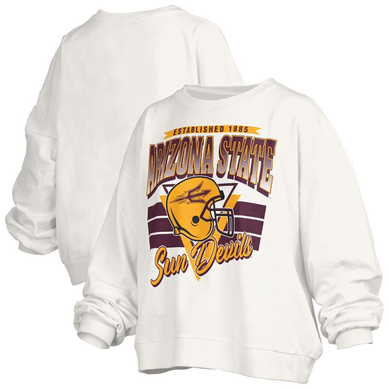 プレスボックス レディース トップス Tシャツ スウェット Women\'s Pressbox White Arizona State Sun Devils Oversized Janice Retro Waist-Length Pullover Sweatshirt Asu White ホワイト