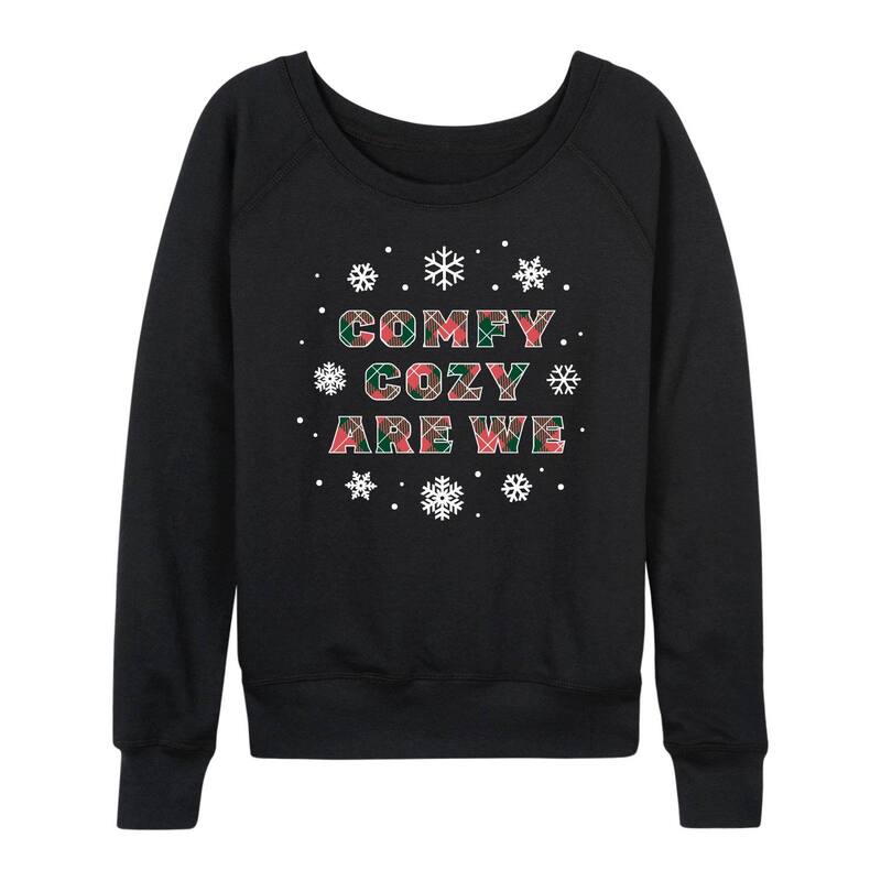 アニメキャラクター レディース トップス Tシャツ パイル グラフィック Licensed Character Women's Comfy Cozy Are We French Terry Long Sleeve Christmas Graphic Tee Black ブラック