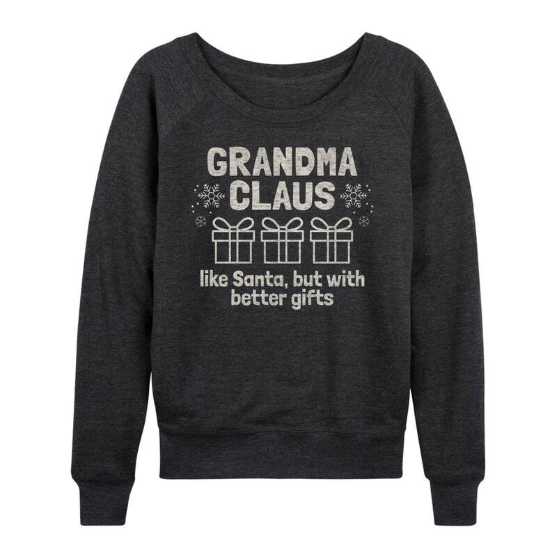 アニメキャラクター レディース トップス Tシャツ パイル グラフィック Licensed Character Women's Grandma Claus French Terry Long Sleeve Christmas Graphic Tee Heather Charcoal チャコール