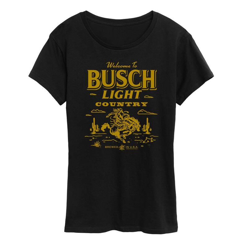 アニメキャラクター レディース トップス Tシャツ グラフィック Licensed Character Women's Busch Light Welcome To Busch Light Country Graphic Tee Black ブラック