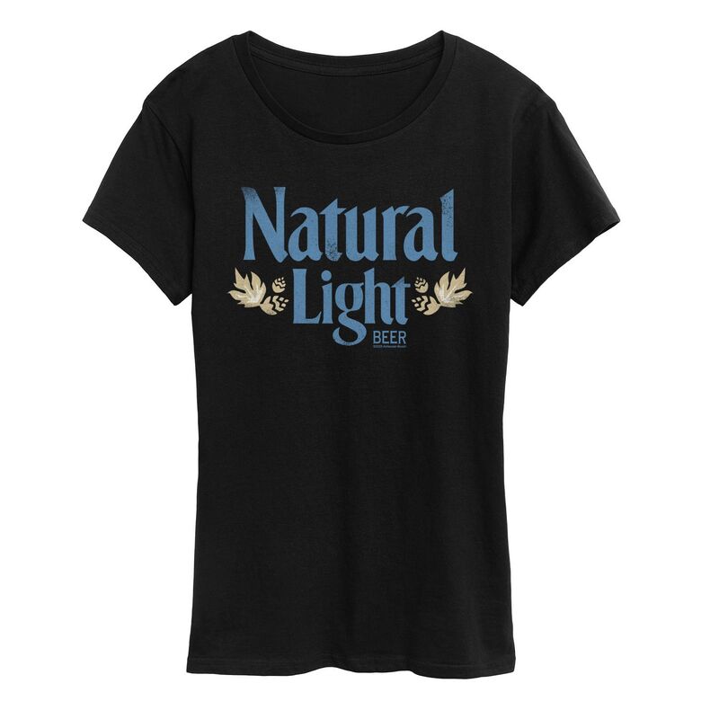 アニメキャラクター レディース トップス Tシャツ ヴィンテージ ロゴ グラフィック Licensed Character Women's Naturalight Beer Vintage Logo Graphic Tee Black ブラック