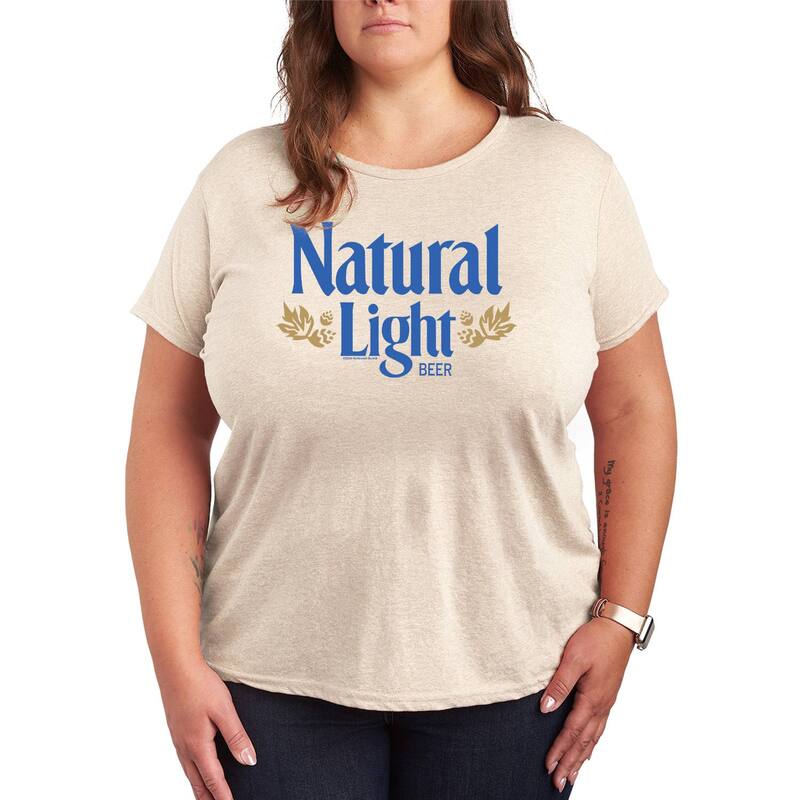 アニメキャラクター レディース トップス Tシャツ ヴィンテージ プラスサイズ ロゴ グラフィック Licensed Character Plusize Naturalight Beer Vintage Logo Short Sleeve Graphic Tee Birch