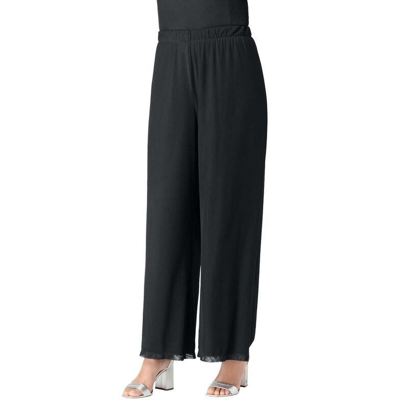 ロアマンズ レディース ボトムス カジュアルパンツ メッシュオーバーレイ プラスサイズ メッシュ オーバーレイ Roaman's Women's Plusize Mesh Overlay Pant Black ブラック