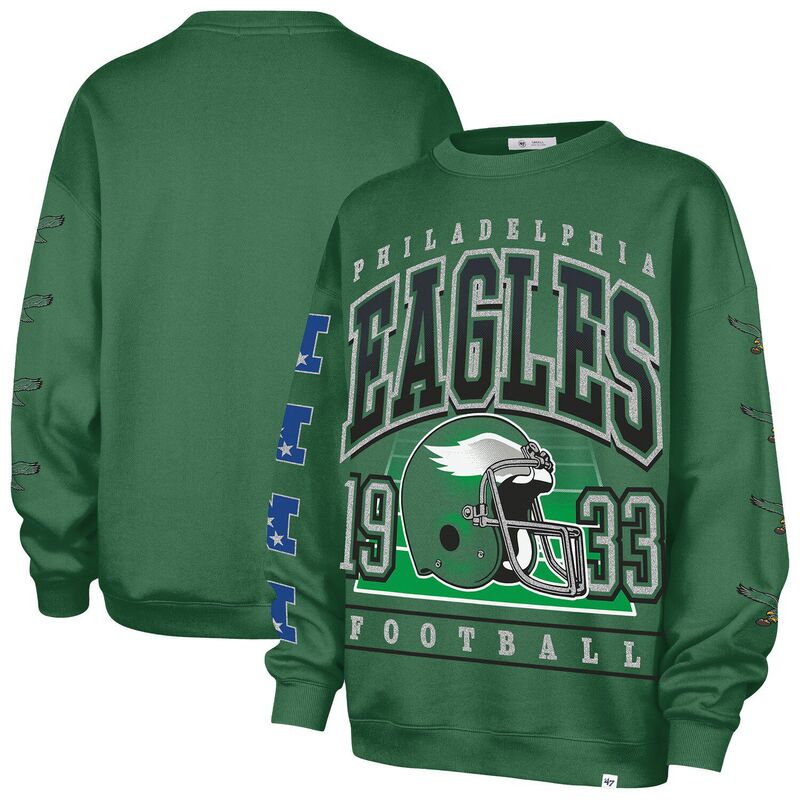 フォーティセブンブランド レディース トップス プルオーバー 汗水 47 Brand Women\u0027s \u002747 Kelly Green Philadelphia Eagles Go Big Oversized Pullover Sweatshirt Eagreen 緑であること