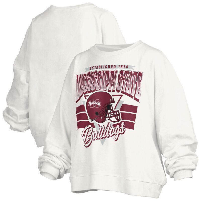 プレスボックス レディース トップス Tシャツ スウェット Women\'s Pressbox White Mississippi State Bulldogs Oversized Janice Retro Waist-Length Pullover Sweatshirt Mst White ホワイト