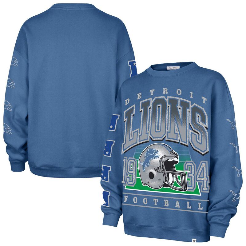 フォーティセブンブランド レディース トップス プルオーバー 汗水 47 Brand Women\u0027s \u002747 Blue Detroit Lions Go Big Oversized Pullover Sweatshirt Lns Blue 青色