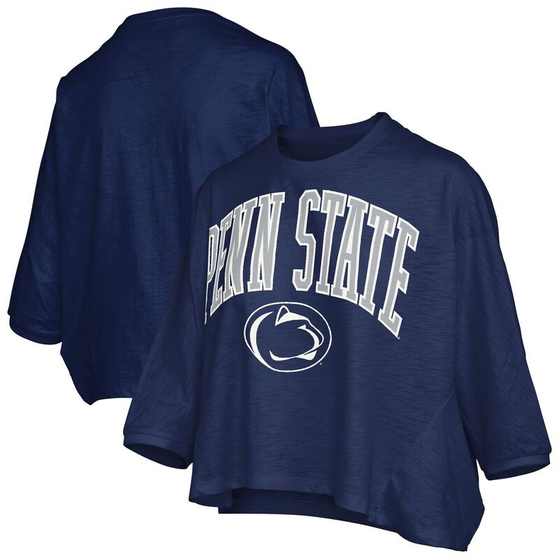 プレスボックス レディース トップス Tシャツ ミディ ロゴ Women's Pressbox Navy Penn State Nittany Lions Midi Arch Over Logoversized T-Shirt Pst Navy ネイビー