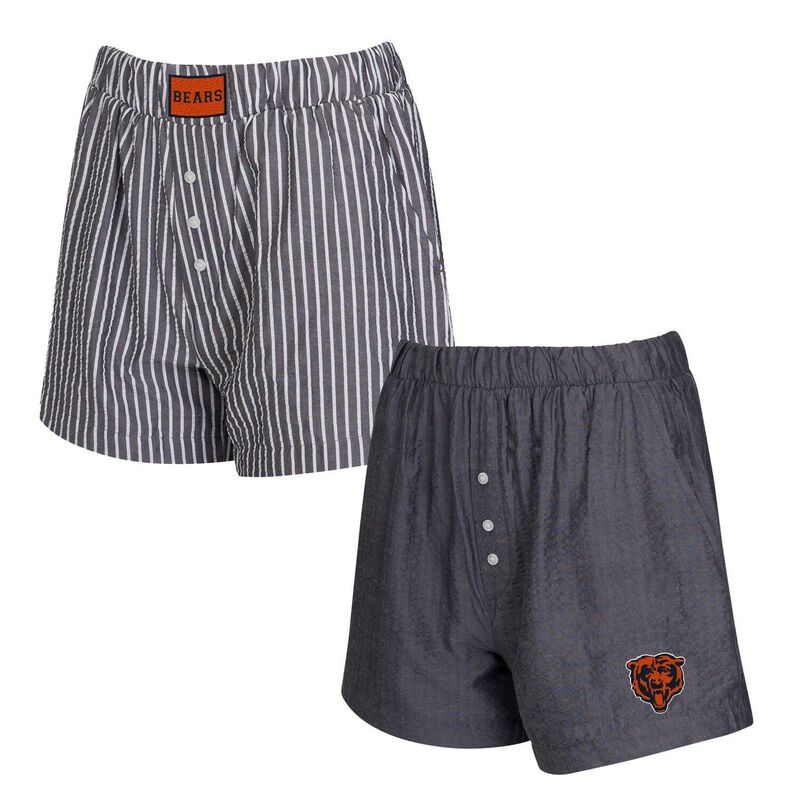 アンブランデッド レディース アンダーウェア ナイトウェア ショートパンツ Unbranded Women's Conceptsport Black Chicago Bears Two-Pack Stripes and Solids Boxer Shortset Brs Black ブラック