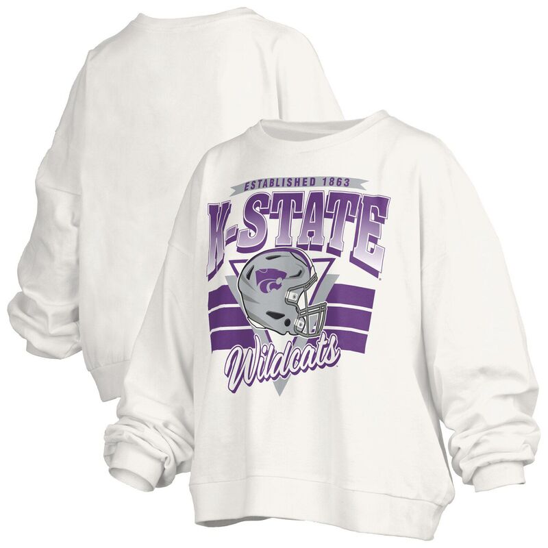 プレスボックス レディース トップス Tシャツ スウェット Women's Pressbox White Kansastate Wildcats Oversized Janice Retro Waist-Length Pullover Sweatshirt Kst White ホワイト