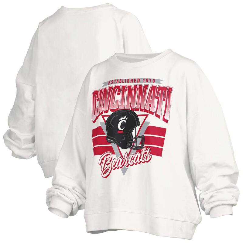 プレスボックス レディース トップス Tシャツ スウェット Women's Pressbox White Cincinnati Bearcats Oversized Janice Retro Waist-Length Pullover Sweatshirt Cin White ホワイト