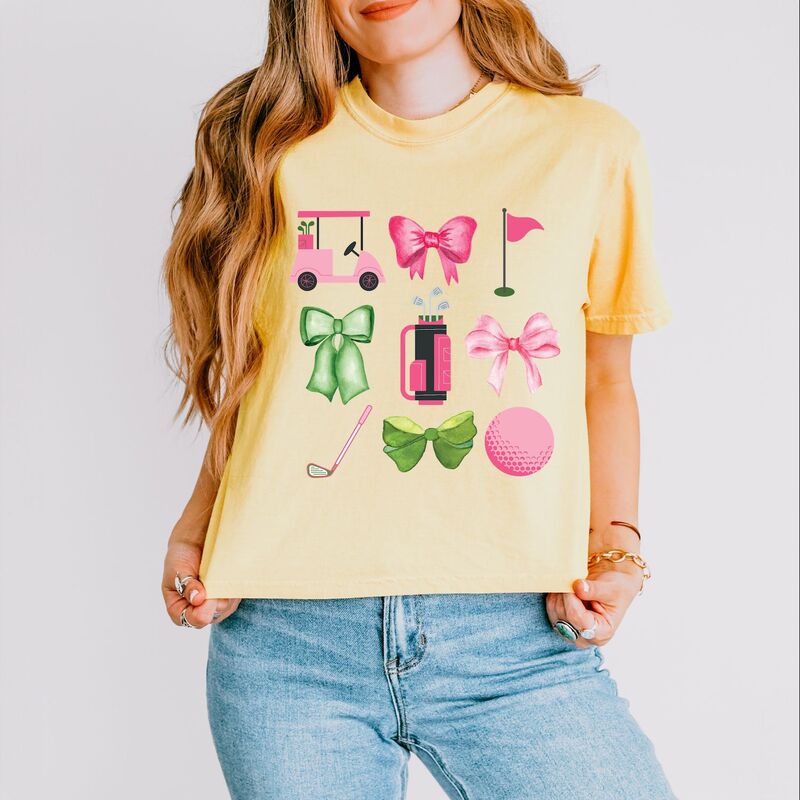 Simply Sage Market レディース トップス ティーシャツ Simply Sage Market Golf Icons Coquette Boxy Crop Top Butter サルヴィア Tシャツ・カットソー-トップス-レディースファッション
