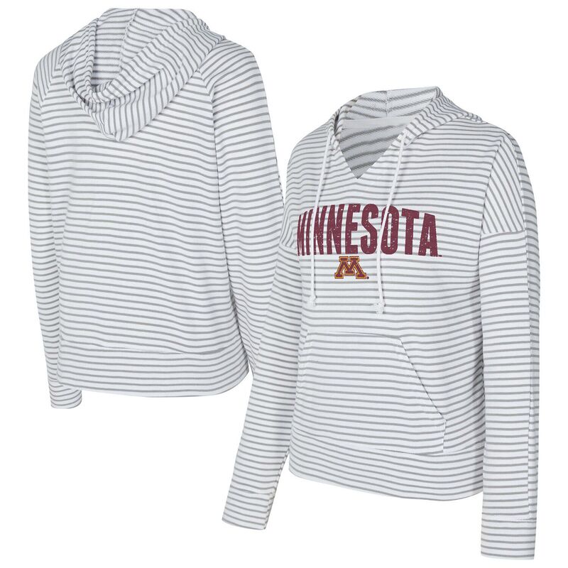 アンブランデッド レディース トップス ティーシャツ Vのど首 パイル パーカー Unbranded Men\u0027s Conceptsport White/Gray Minnesota Golden Gophers French Terry Striped V-Neck Pullover Hoodie Min White 白いこと トップス-レディースファッション-Tシャツ・カットソー