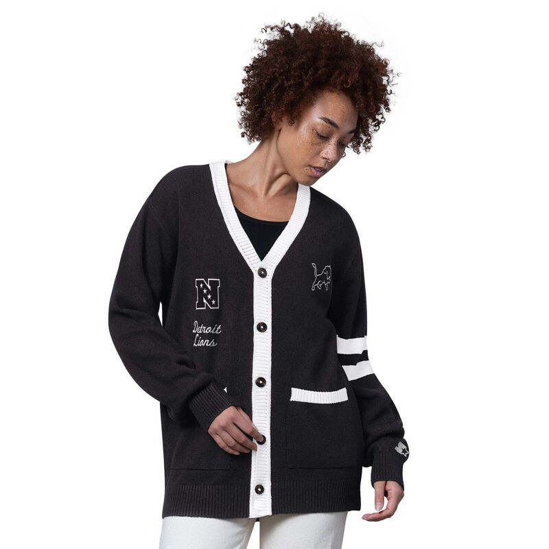 スターター レディース アウター ニット・セーター カーディガン Women'starter Black Detroit Lions Back Shot Button-Up Cardigan Lns Black ブラック