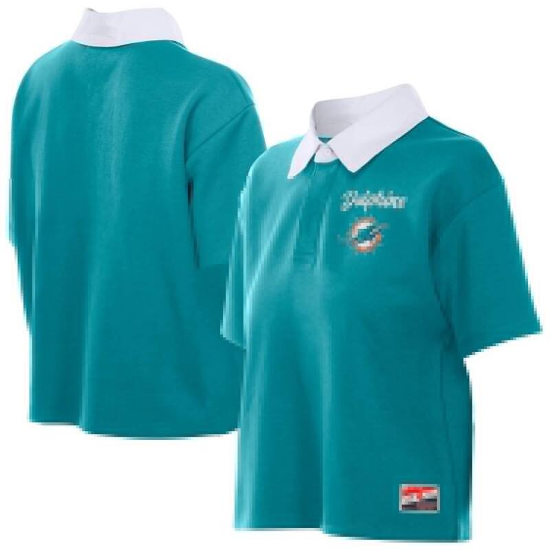 ニューエラ レディース トップス Tシャツ ポロシャツ クロップド Women's New Eraqua Miami Dolphins Throwback Boxy Cropped Polo Dol Turq A アクア