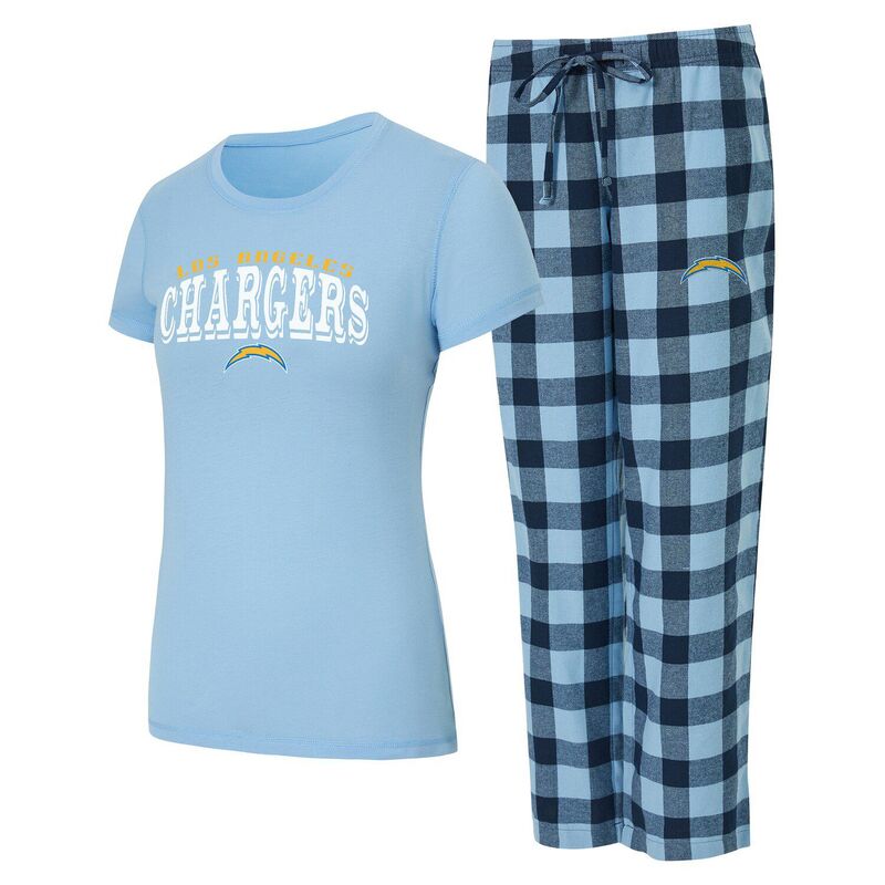 アンブランデッド レディース アンダーウェア ナイトウェア パンツ Tシャツ Unbranded Women's Conceptsport Powder Blue/Navy Los Angeles Chargers Avondale T-Shirt & Pants Flannel PJ Set Chg Light ネイビー