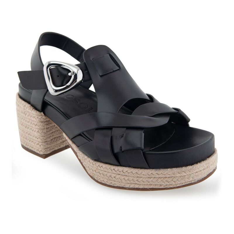 エアロソールズ レディース シューズ サンダル プラットフォーム レザー ヒール Aerosoles Chatham Women's Leather Platform Heeled Sandals Black Leather ブラック