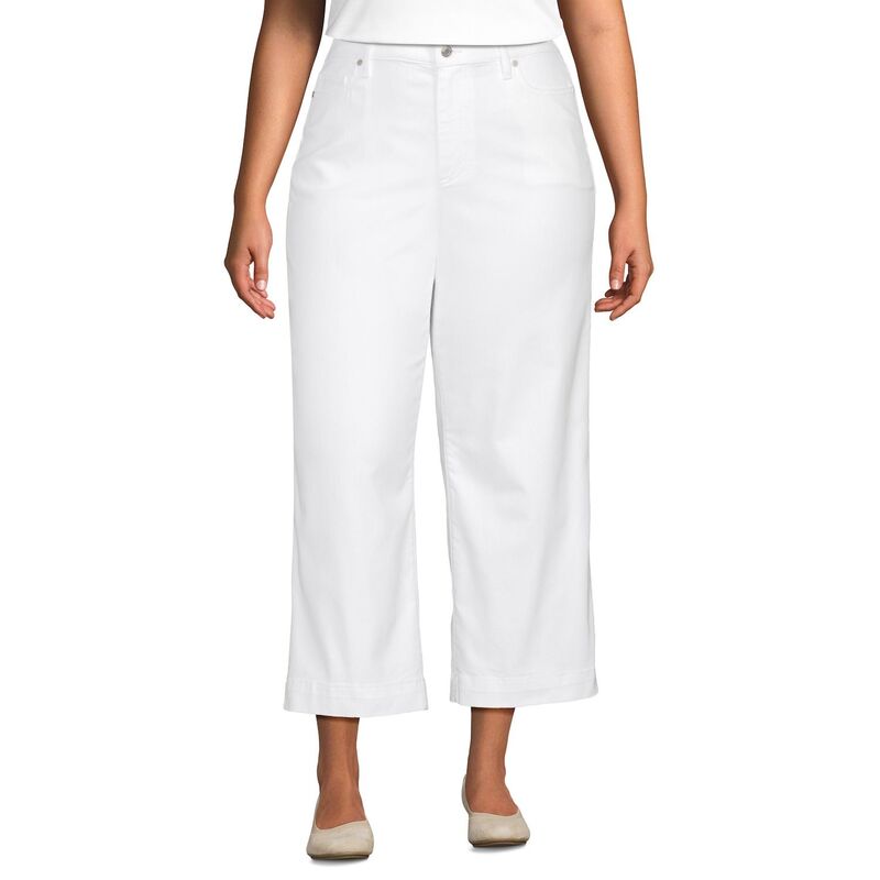 ランズエンド レディース ボトムス カジュアルパンツ ワイドレッグ プラスサイズ デニム ジーンズ Plusize Lands' Endenim High Rise Wide Leg Crop Jeans White ホワイト