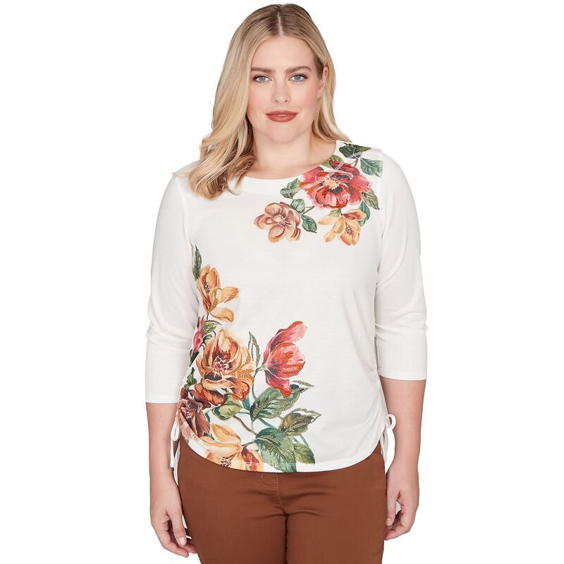 アルフレッド ダナー レディース トップス Tシャツ アシンメトリー フラワー柄 フラワー Women's Alfredunner Asymmetric Floral Side Tie Top Ivory アイボリー
