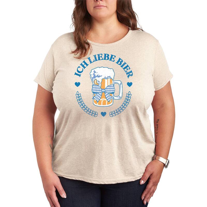 アニメキャラクター レディース トップス Tシャツ プラスサイズ グラフィック Licensed Character Plusize Ich Liebe Bier Oktoberfest Graphic Tee Beige ベージュ
