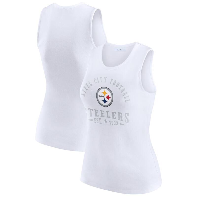 ウェア バイ エリン アンドルーズ レディース トップス Tシャツ リブ グラフィック Women's WEAR by Erin Andrews White Pittsburgh Steelers Ribbed Graphic Tank Top Stl White ホワイト