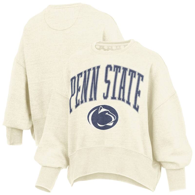 プレスボックス レディース トップス Tシャツ クルーネック スウェット Women\'s Pressbox Natural Penn State Nittany Lions Oversized Waist-Length Crewneck Sweatshirt Pst Beige ベージュ