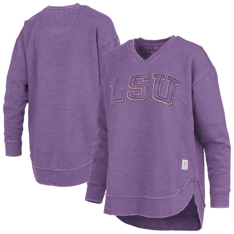 プレスボックス レディース トップス Tシャツ Vネック スウェット Women's Pressbox Purple LSU Tigers Westin Poncho V-Neck Pullover Sweatshirt Lsu Purple パープル