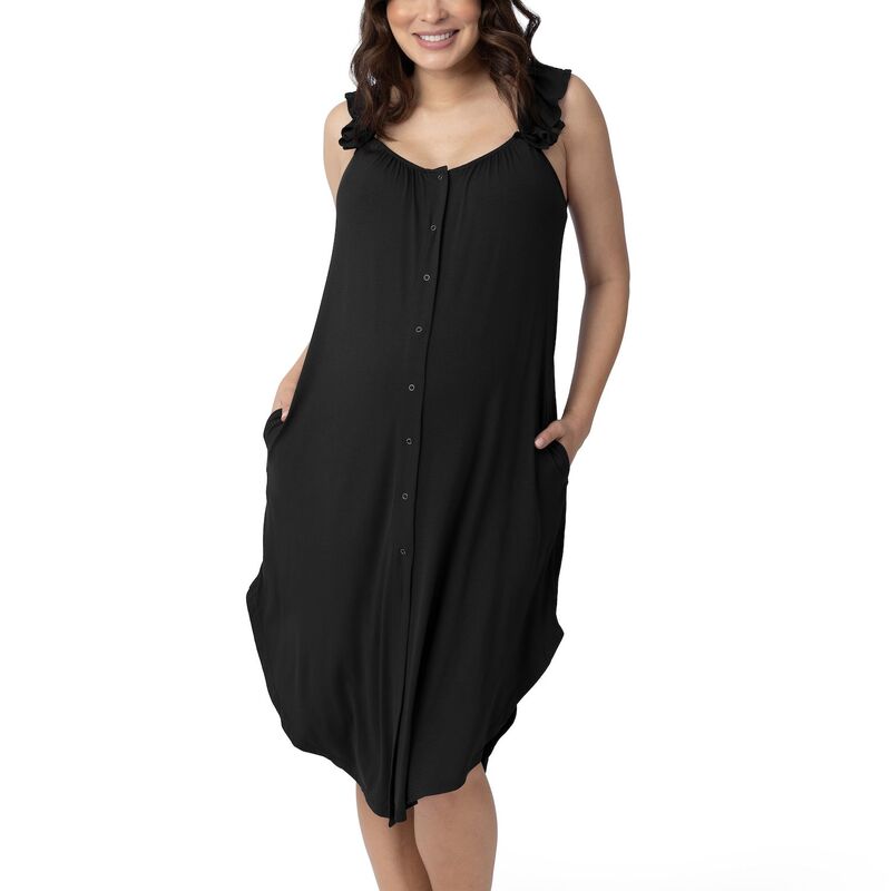 キンドリッド ブレイブリー レディース アンダーウェア ナイトウェア フリル Womens Kindred Bravely Ruffle Strap Labor andelivery Gown Black ブラック|ReVida 店