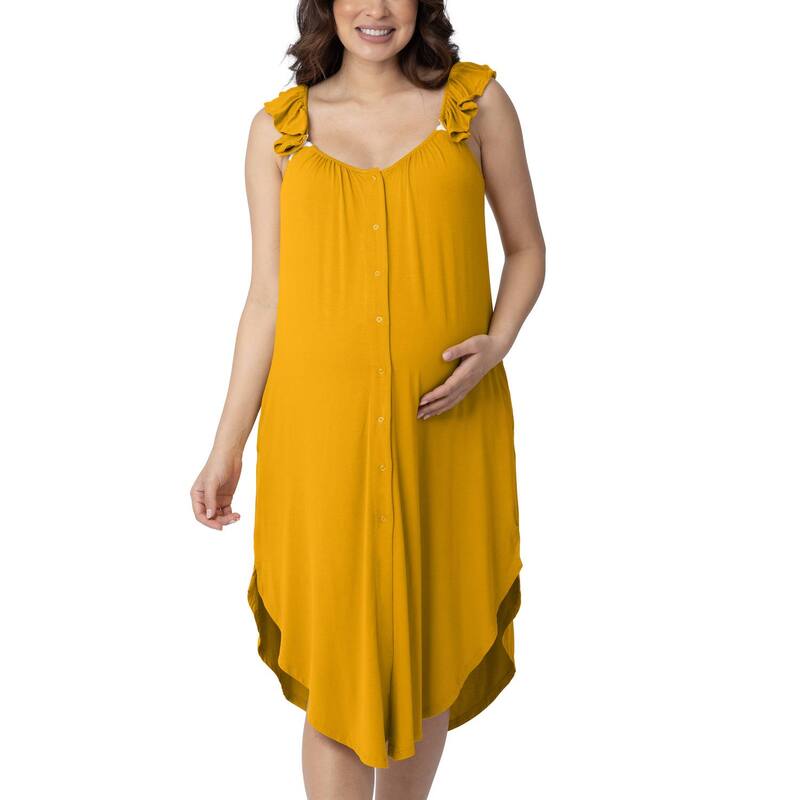 キンドリッド ブレイブリー レディース アンダーウェア ナイトウェア フリル Womens Kindred Bravely Ruffle Strap Labor andelivery Gown Yellow イエロー