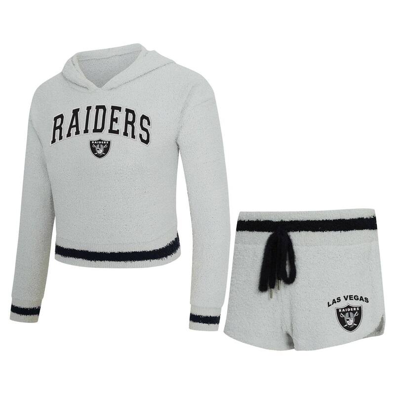 アンブランデッド レディース アンダーウェア ナイトウェア ショートパンツ パーカー Unbranded Women's Conceptsport Gray Las Vegas Raiders Whitley Long Sleeve Hoodie Top & Shortset Lvr Grey グレー｜ReVida 店