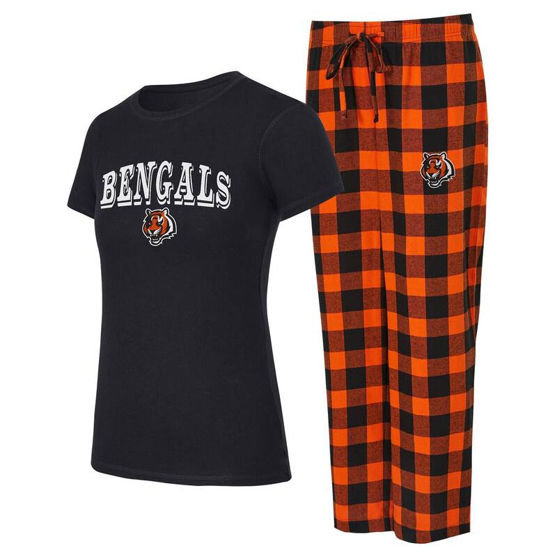 アンブランデッド レディース アンダーウェア ナイトウェア パンツ Tシャツ Unbranded Women's Conceptsport Black/Orange Cincinnati Bengals Avondale T-Shirt & Pants Flannel PJ Set Bng Black ブラック