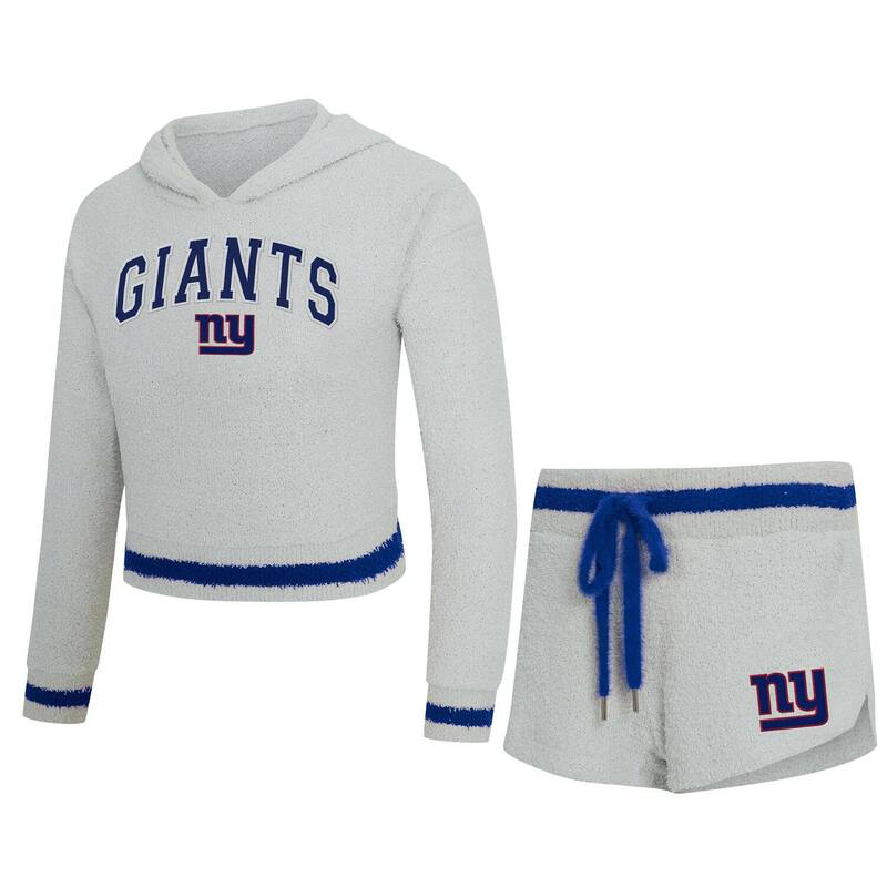 アンブランデッド レディース アンダーウェア ナイトウェア ショートパンツ パーカー Unbranded Women's Conceptsport Gray New York Giants Whitley Long Sleeve Hoodie Top & Shortset Gia Grey グレー