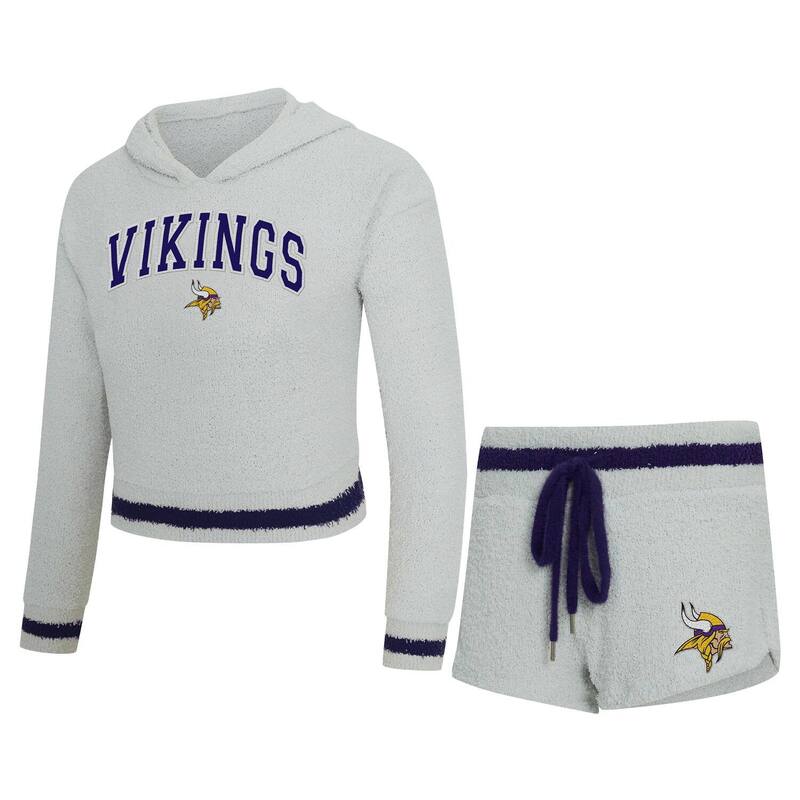 アンブランデッド レディース アンダーウェア ナイトウェア ショートパンツ パーカー Unbranded Women's Conceptsport Gray Minnesota Vikings Whitley Long Sleeve Hoodie Top & Shortset Mvk Grey グレー