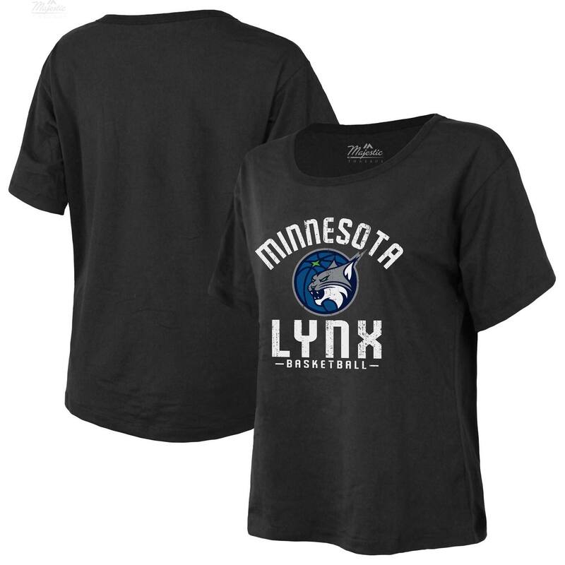 マジェスティック レディース トップス Tシャツ Women's Majestic Threads Black Minnesota Lynx Thedge Premium Boxy T-Shirt Wnblack ブラック｜ReVida 店