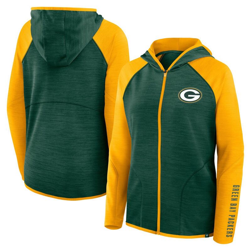 ファナティクス レディース トップス Tシャツ パーカー Women\'s Fanatics Green/Gold Green Bay Packers Redzonend Around Pass Raglan Full-Zip Hoodie Pkr Green グリーン