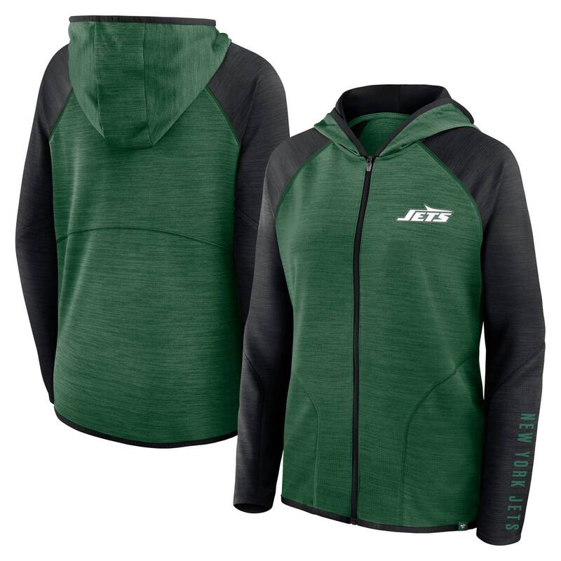 ファナティクス レディース トップス Tシャツ パーカー Women\'s Fanatics Green/Black New York Jets Redzonend Around Pass Raglan Full-Zip Hoodie Jet Green グリーン