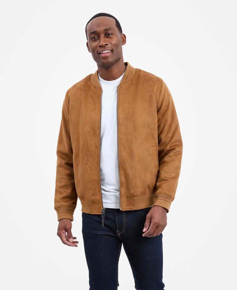 ロンドンフォグ メンズ アウター ジャケット・ブルゾン スエード Men's London Fog Faux Suede Bomber Jacket Whiskey