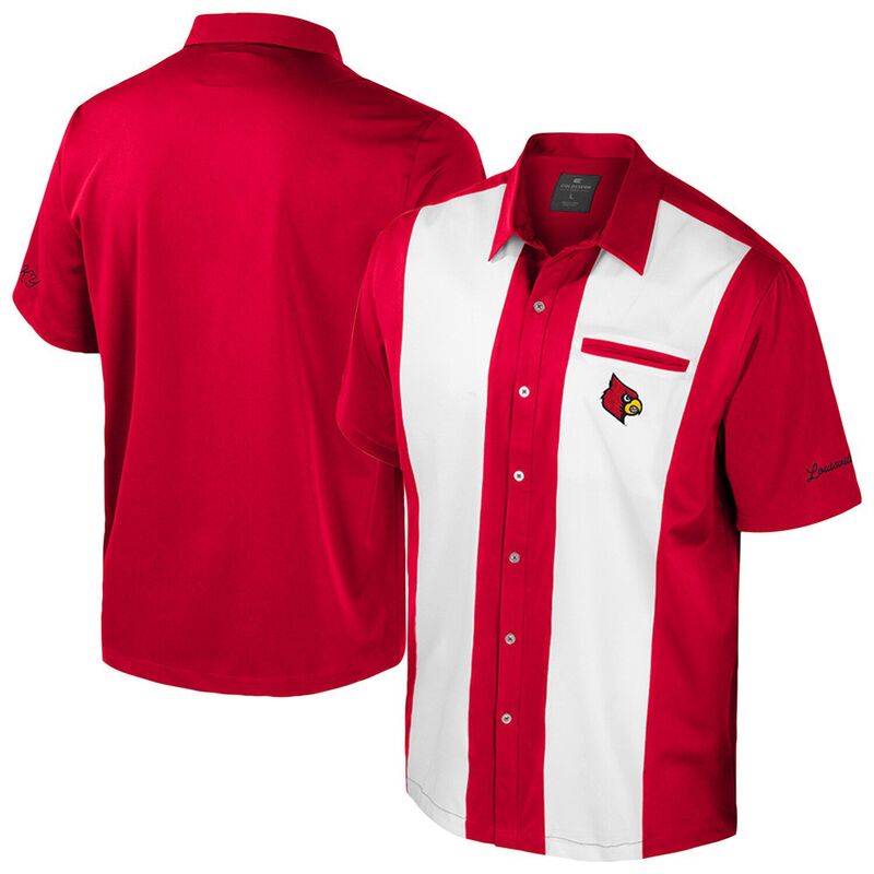 円形劇場 メンズ トップス プルオーバー Men\u0027s Colosseum Red Louisville Cardinalstrike Bowling Button-Up Shirt Lou Red 赤いこと
