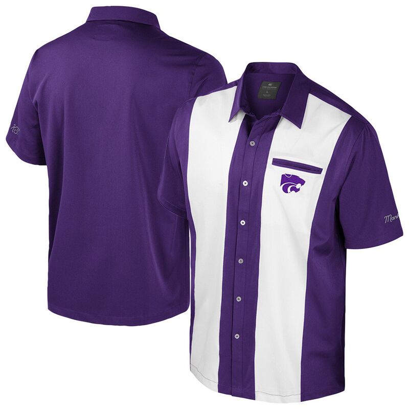 円形劇場 メンズ トップス プルオーバー Men\u0027s Colosseum Purple Kansastate Wildcatstrike Bowling Button-Up Shirt Kst Purple パープル