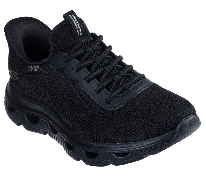 スケッチャーズ レディース シューズ スニーカー BOBS by Skechers Hands Free Slip-ins Arc Waves Women\u0027sneakers Triple Black 黒いこと