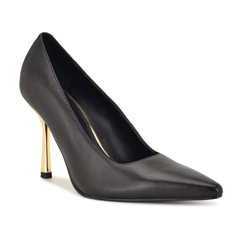 ナインウェスト レディース シューズ パンプス Nine West Jamiey Women's Pointed Toe Slip-On Dress Pumps Black Leather ブラック