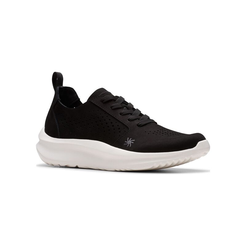 クラークス レディース シューズ スニーカー レース Clarks Cloudsteppersolevana Women Lace-Up Casual Shoes Black Nubuck ブラック