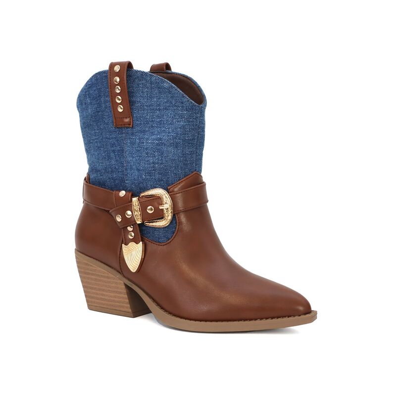 ヨキ レディース シューズ ブーツ・レインブーツ Yoki Gayle-67 Women's Pointed Toe Western Bootie Denim デニム