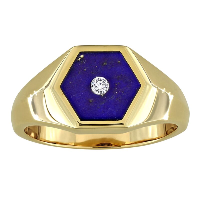 ステラ グレース メンズ アクセサリー リング Men'stella Grace Gold Over Silver Lapis Lazuli & Diamond Accent Hexagon Ringold Tone ゴールド