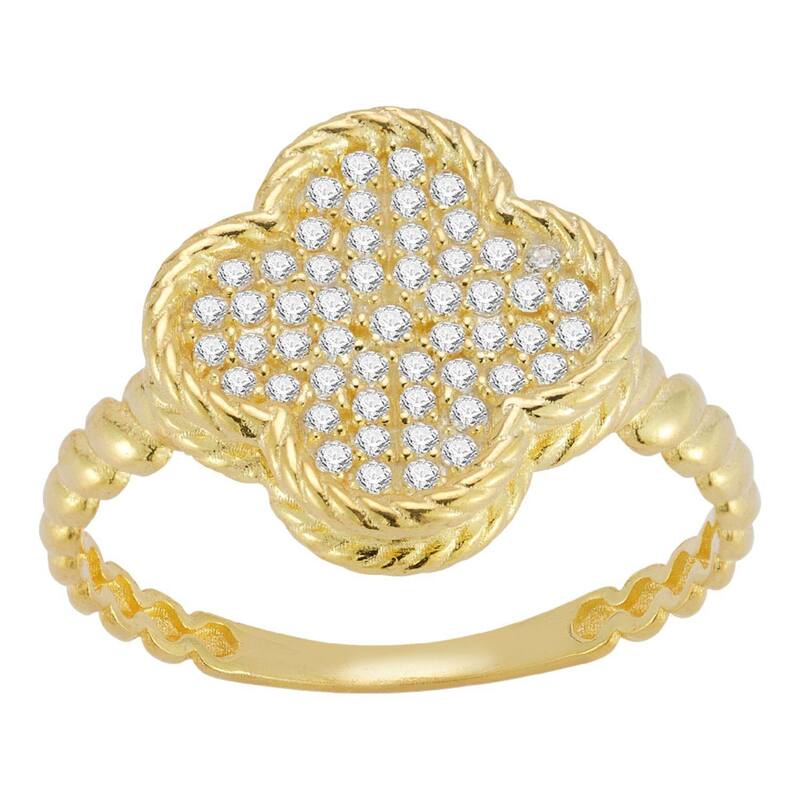 Sunkissed Sterling レディース アクセサリー リング Sunkissed Sterling Silver Cubic Zirconia Cloveringold Tone ゴールド｜ReVida 店