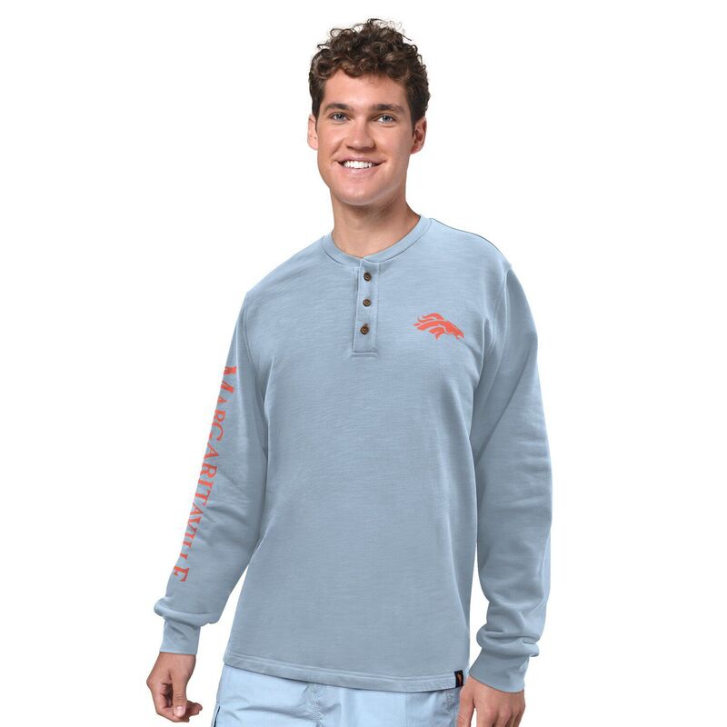 マルガリータビル メンズ トップス プルオーバー Men\u0027s Margaritaville Light Blue Denver Broncos Five O\u0027Clock Henley Long Sleeve T-Shirt Den Light 青色